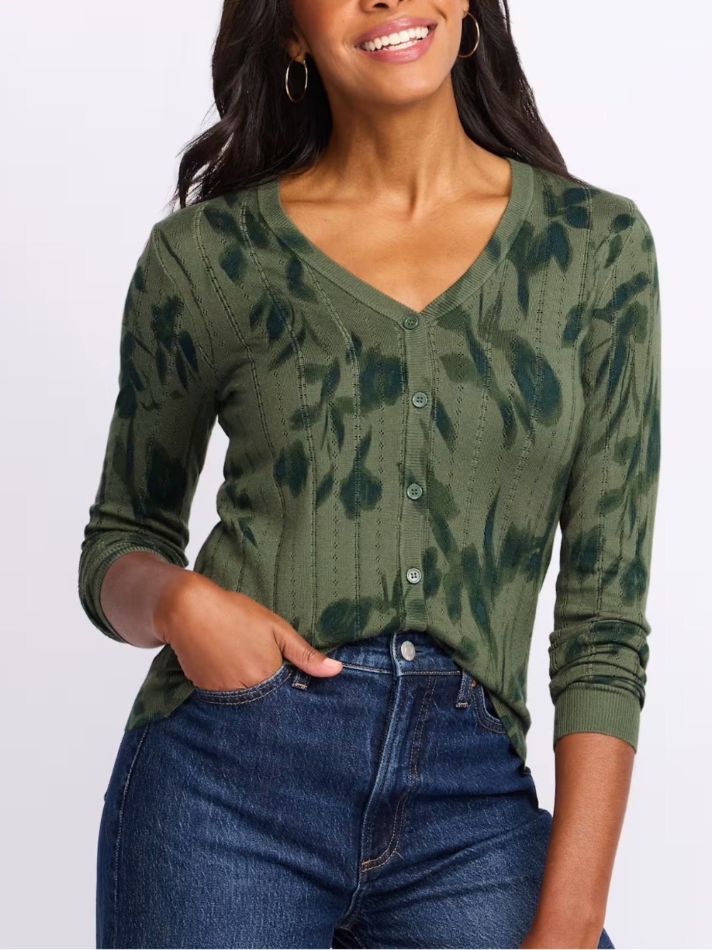 Daniel Rainn Luisa V Neck Cardigan Green Large NWT STITCH FIX